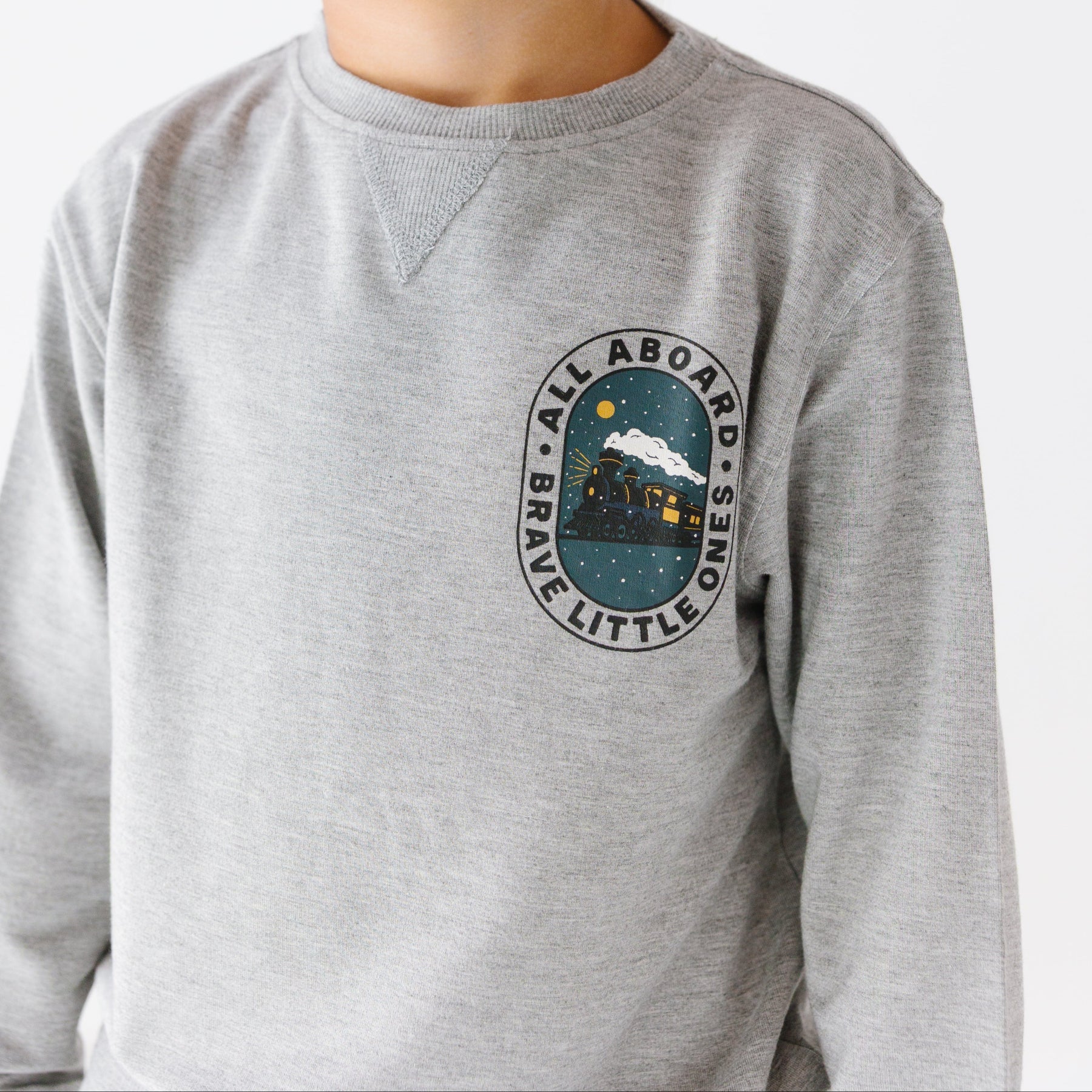 All Aboard Train Dark Heather Gray Bamboo French Terry Pullover & Jogger Set