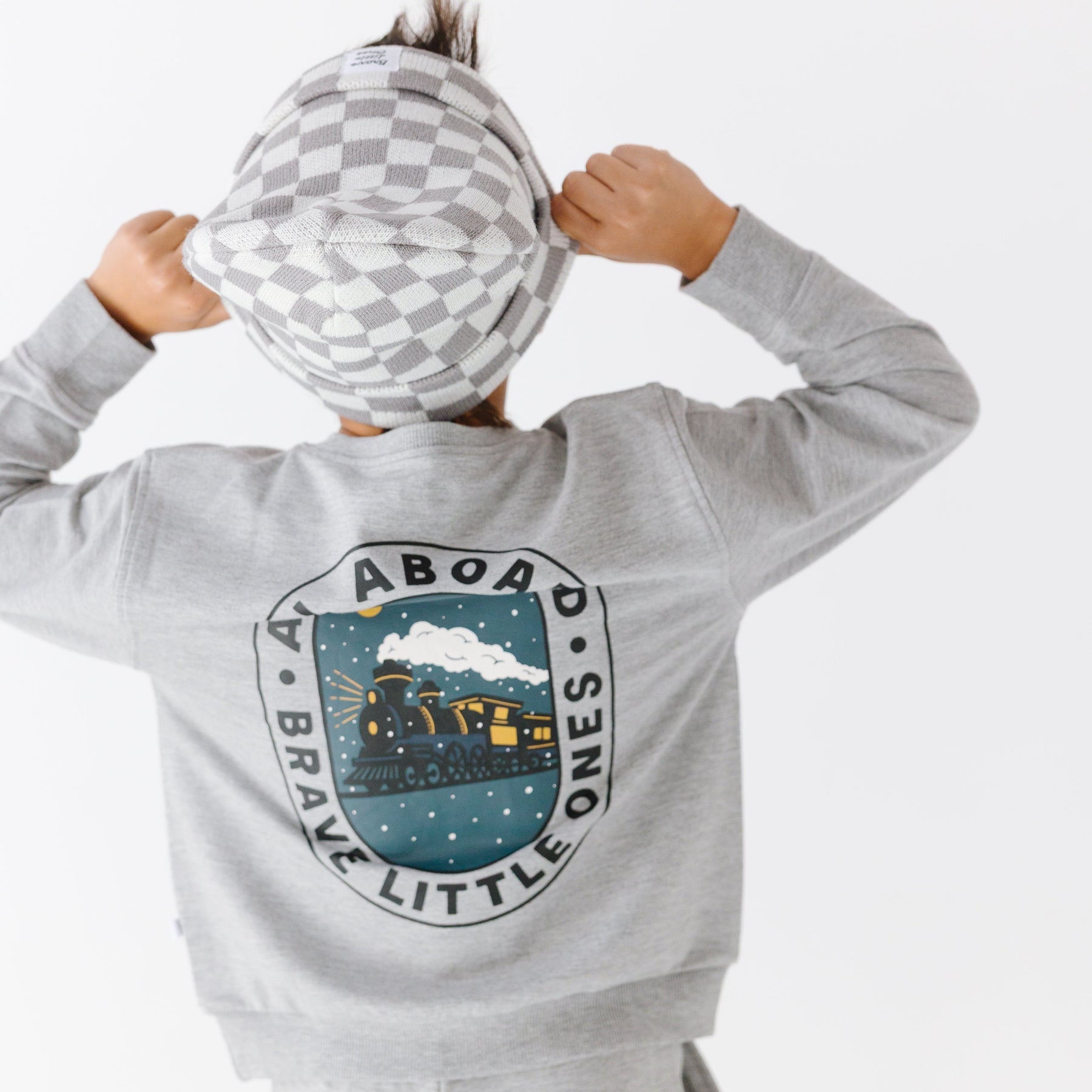 All Aboard Train Dark Heather Gray Bamboo French Terry Pullover & Jogger Set