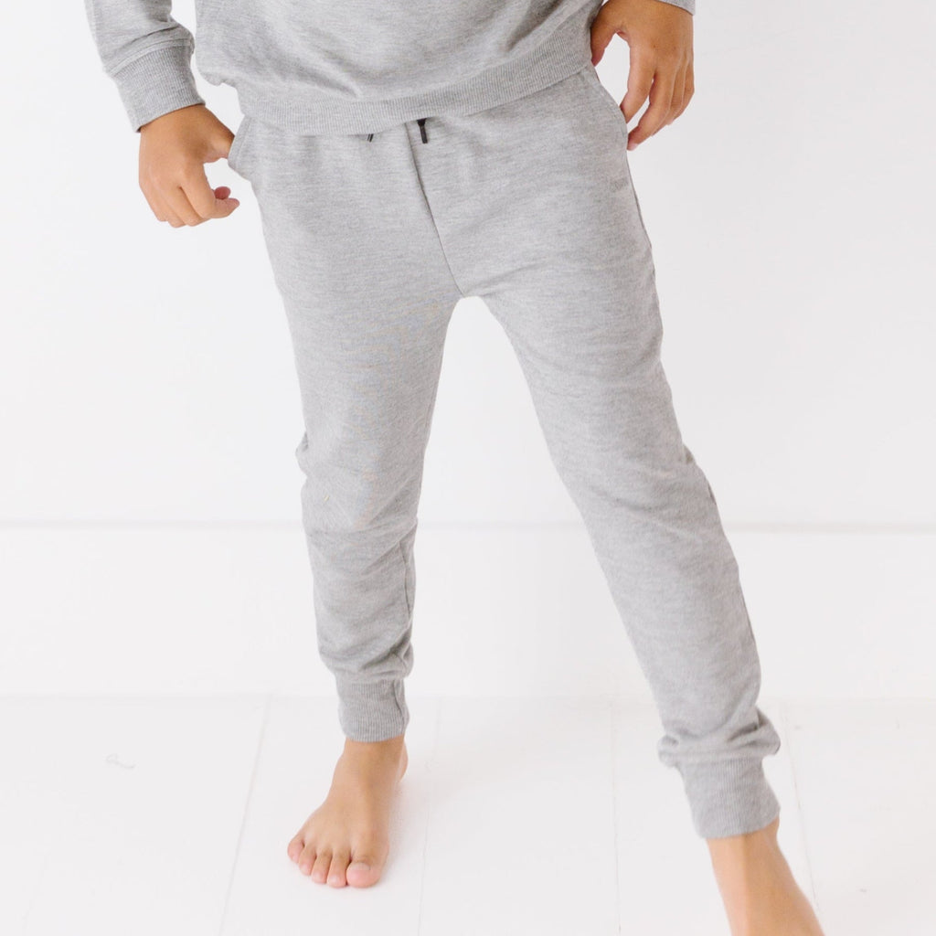 All Aboard Train Dark Heather Gray Bamboo French Terry Pullover & Jogger Set